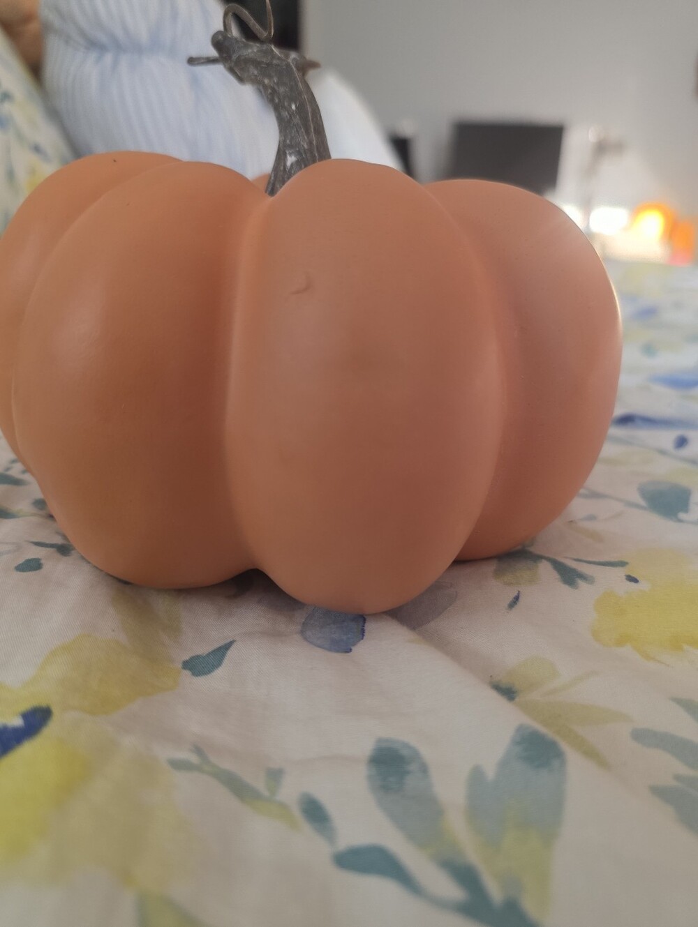 Matte Orange & Brown Stem Fall & Halloween Plastic Pumpkin Decoration